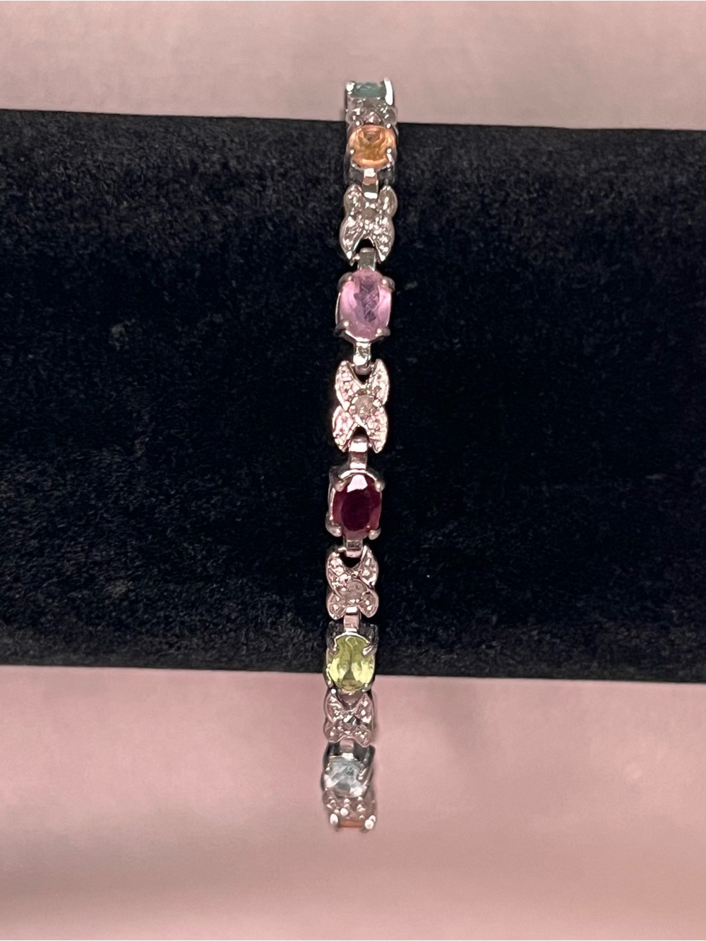 Vintage FAS 925 Multi Gemstone Tennis Bracelet
